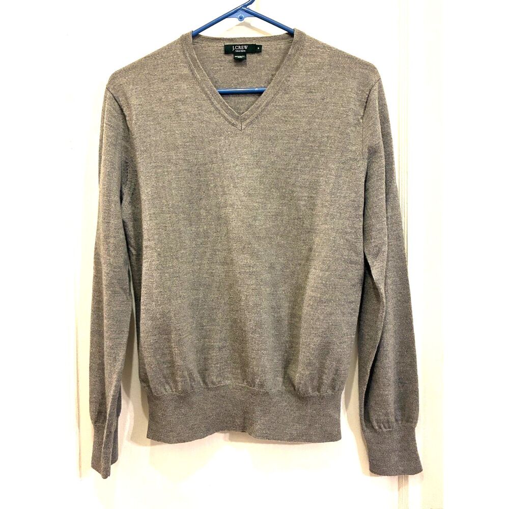 J. CREW Gray Merino Wool V Neck Pullover Sweater Top Women's Size Small - Picture 2 of 9